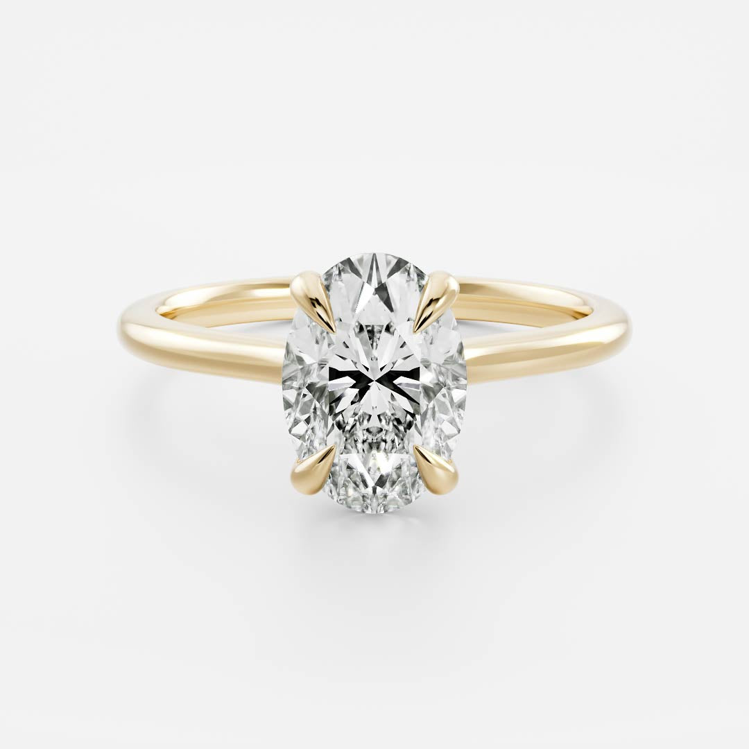The Luise Ring - 11x7mm (2.9ct) Moissanite Cathedral Oval Solitaire with Hidden Halo