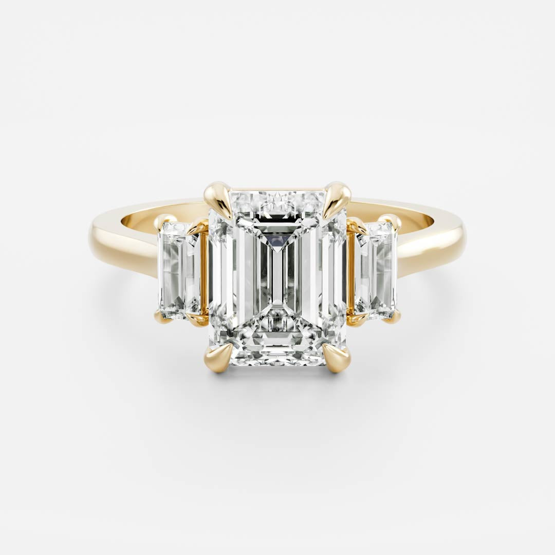 The Viola Ring - Emerald & Baguette Trilogy 1.65cttw Lab Diamond