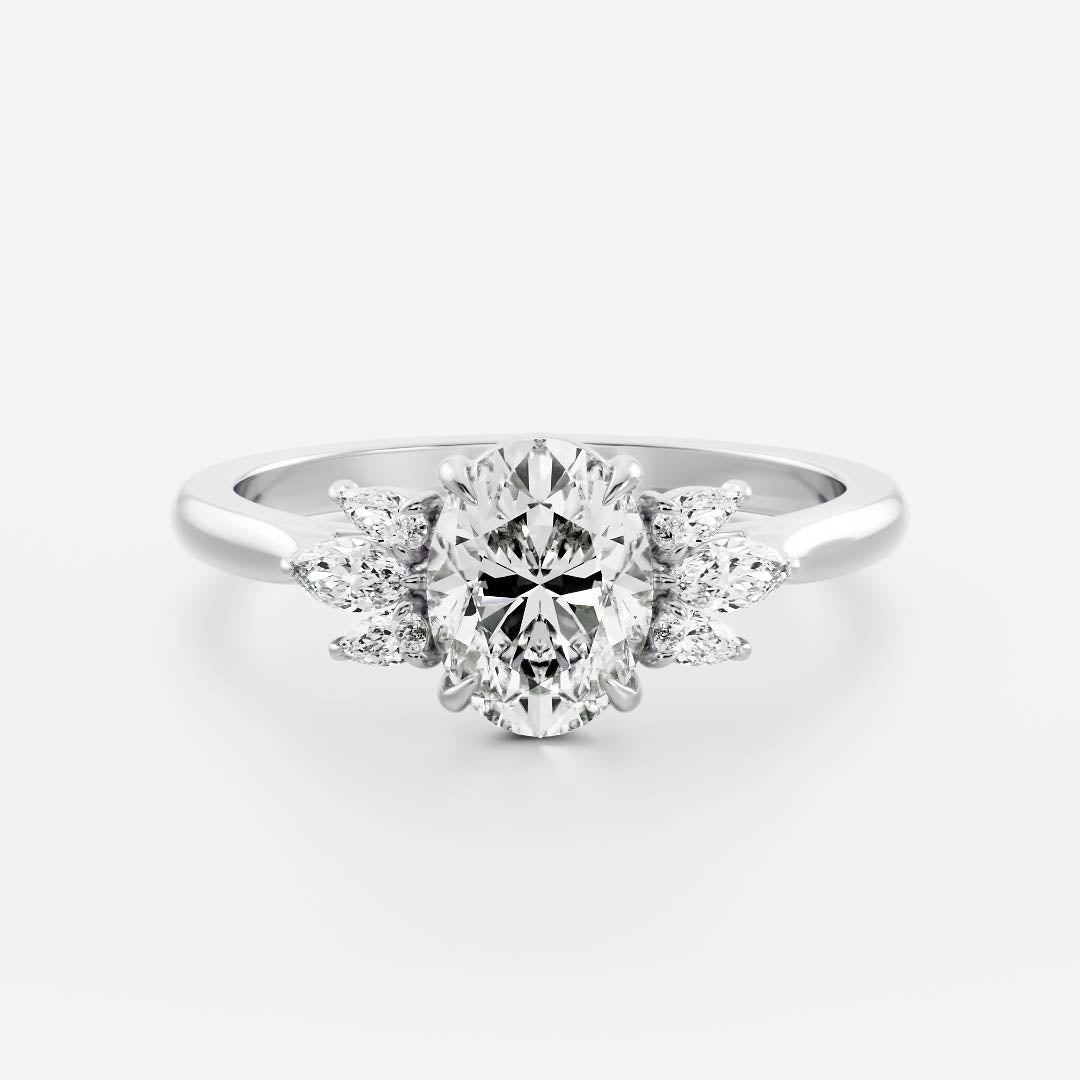 The Laurel Ring - Oval Trilogy with Pear and Marquise Accents