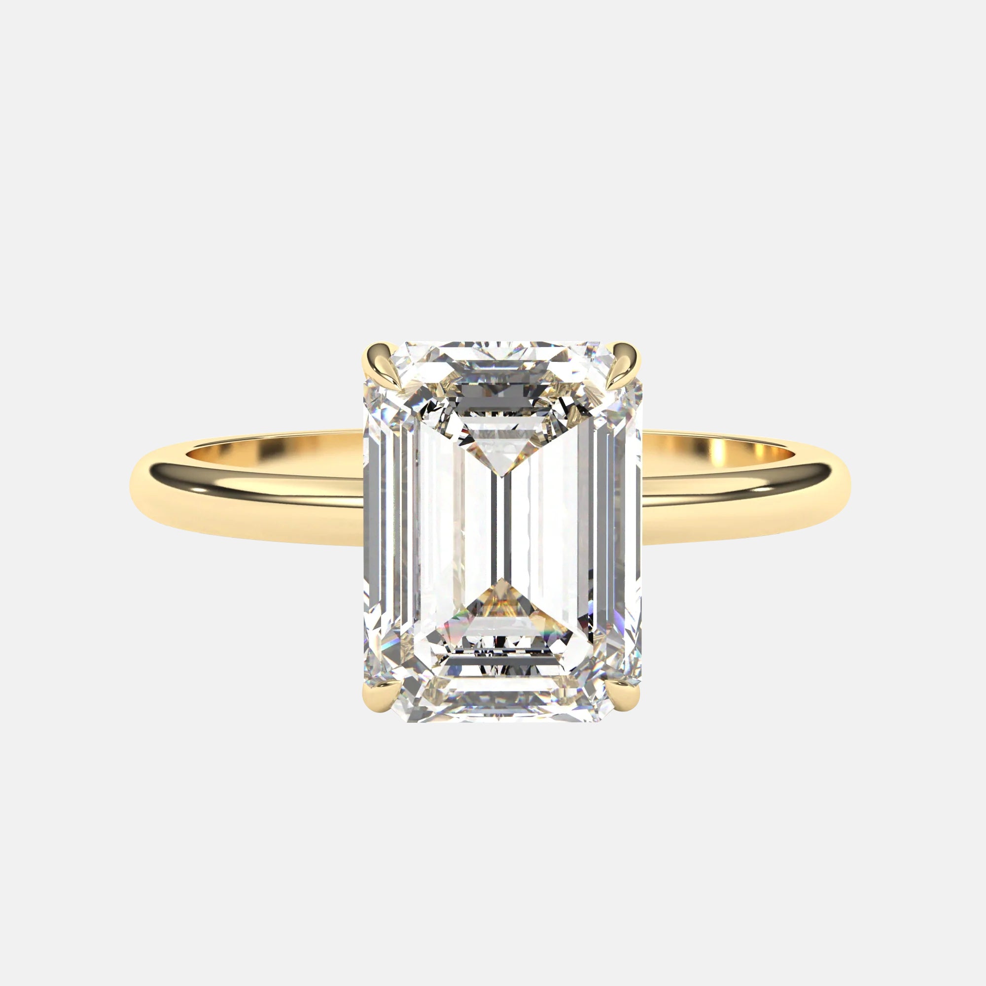 The Audrey Ring - Emerald Solitaire 2.06ct Lab Grown Diamond with Hidden Halo