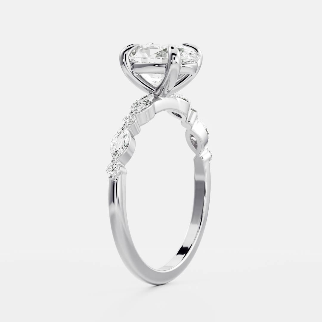 The Avery Ring - Oval With Marquise and Round Brilliant Band