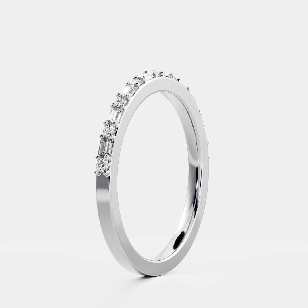 The Greta Ring - Alternating Baguette and Round Wedding Band