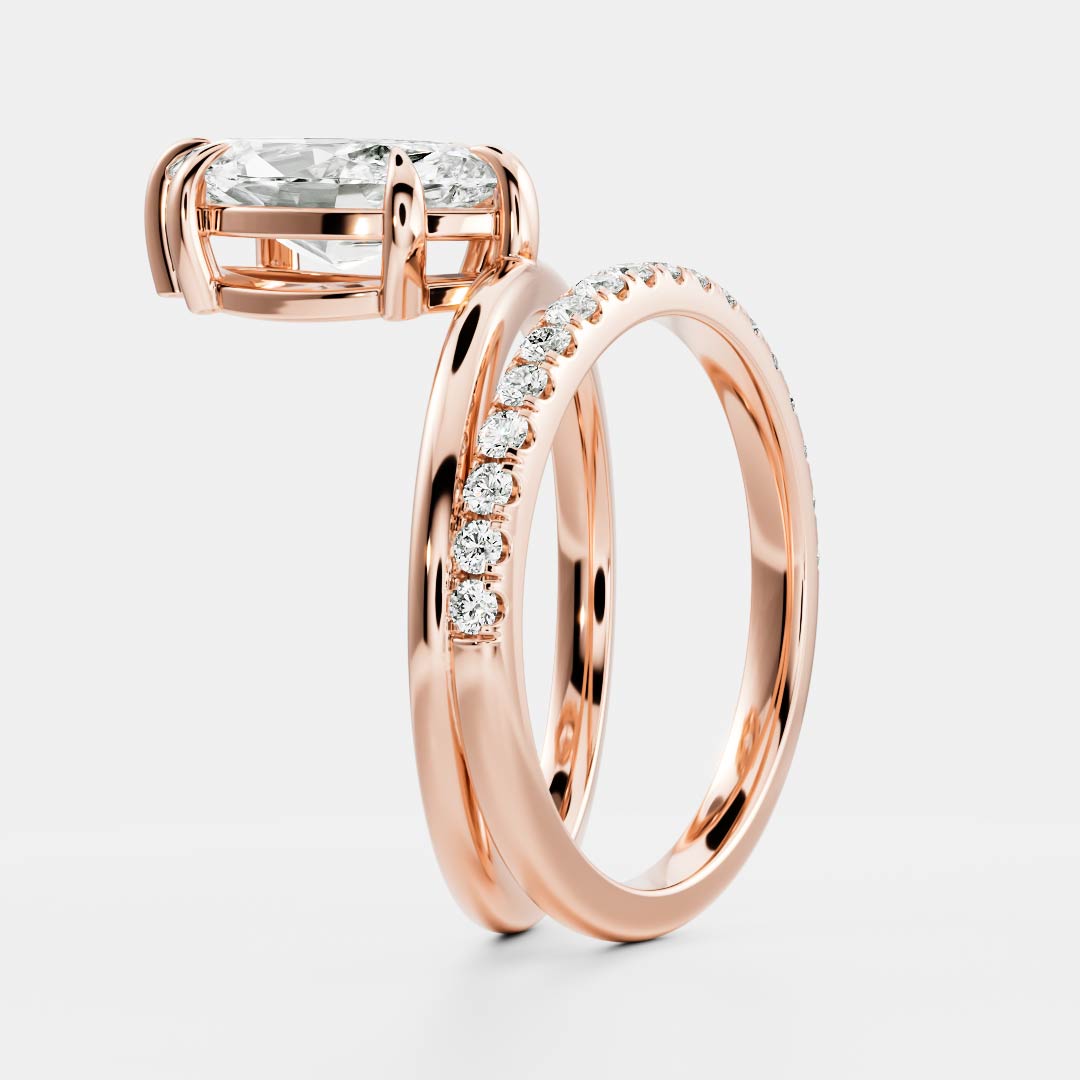 The Emerie Ring - Marquise Double Band Solitaire