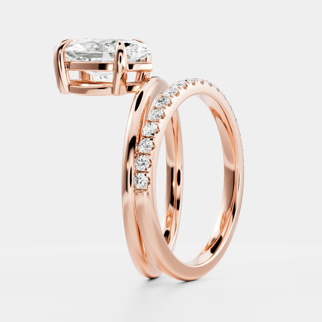 The Emerie - Marquise Double Band Solitaire