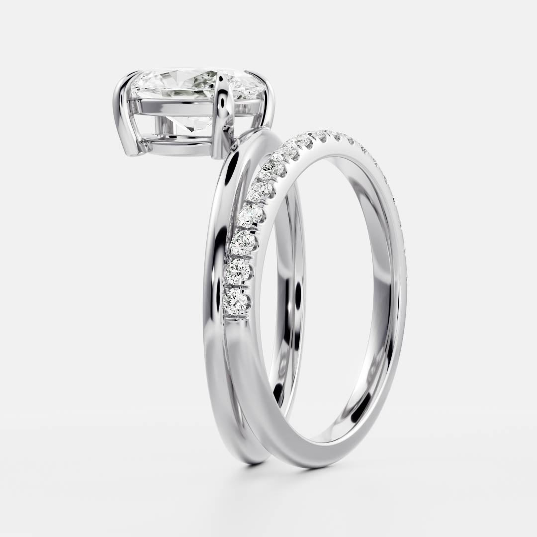 The Emerie Ring - Oval Double Band Solitaire