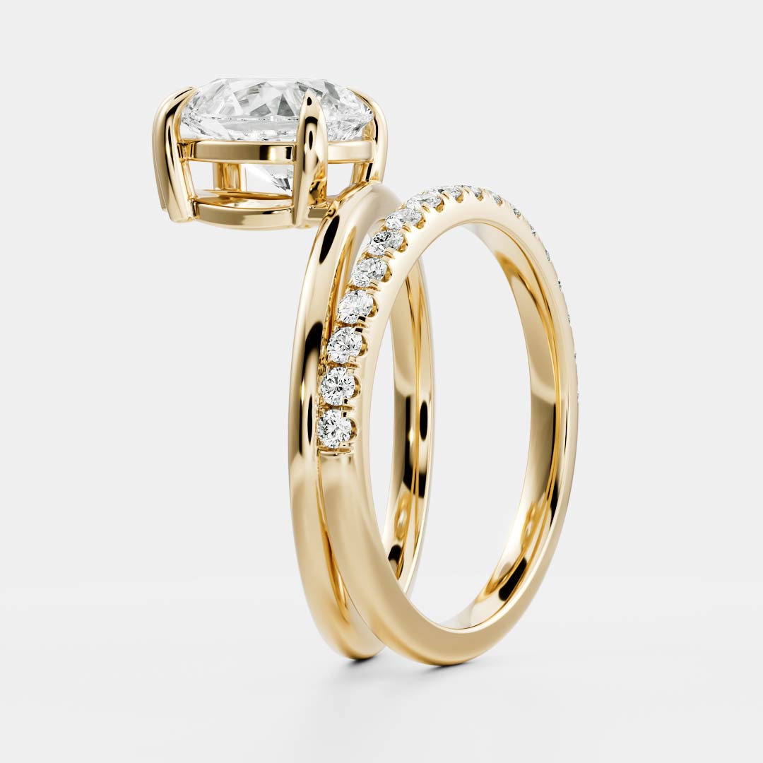The Emerie Ring - Pear Double Band Solitaire