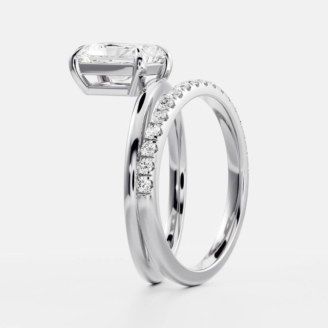 The Emerie Ring - Radiant Double Band Solitaire