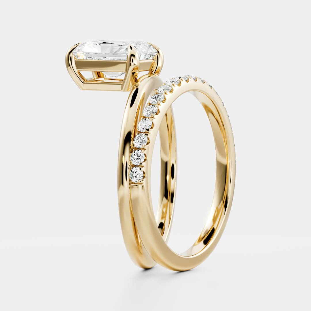 The Emerie Ring - Radiant Double Band Solitaire