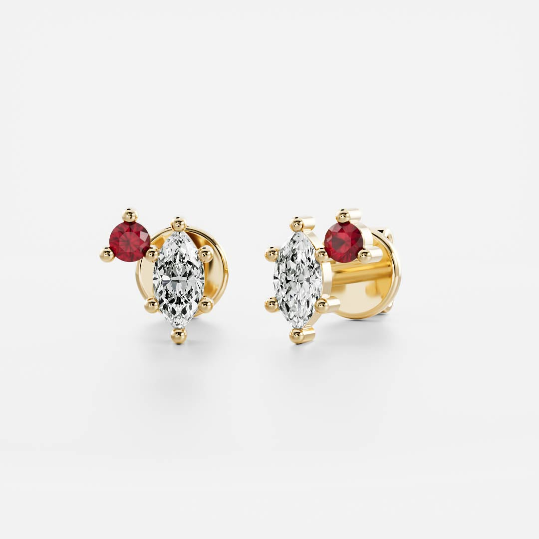 Signature Ruby Toi Et Moi Birthstone Studs - July