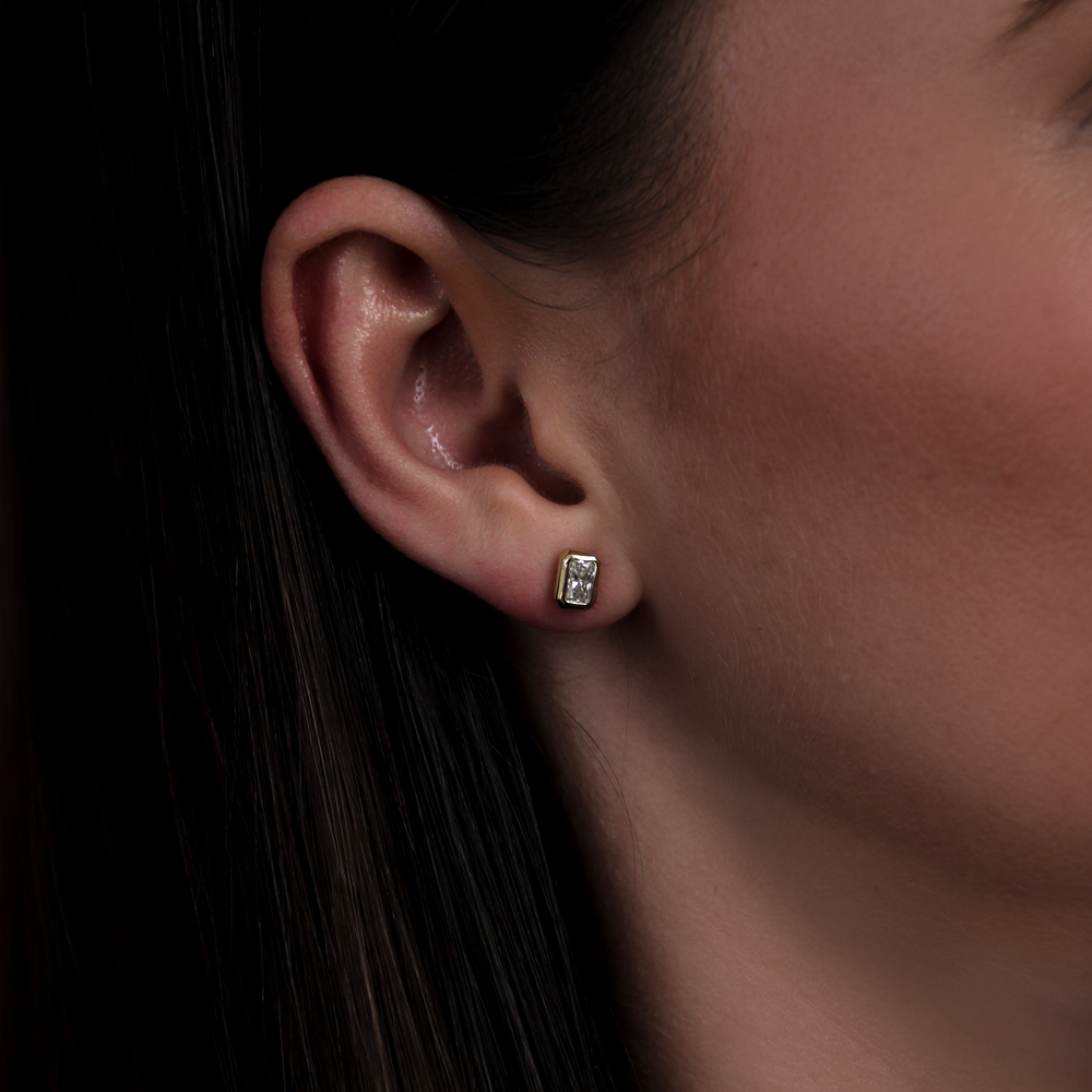 The Vera Earrings - Radiant Bezel Studs