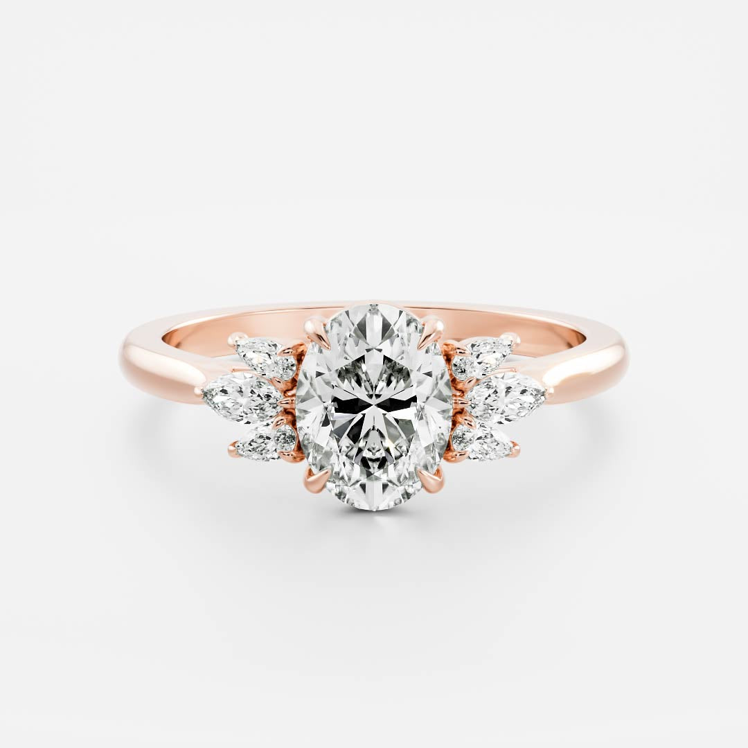 The Laurel Ring - Oval Trilogy with Pear and Marquise Accents