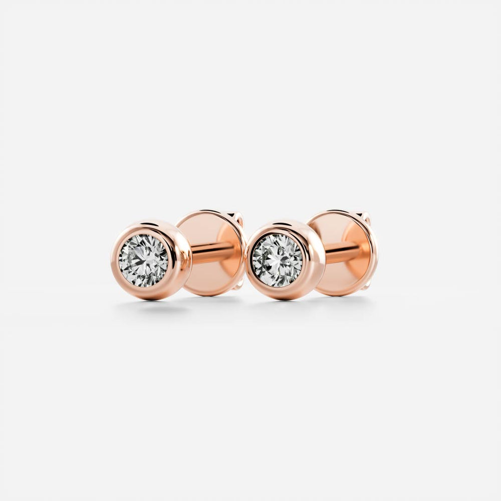 The Vera Earrings - 3mm (0.1ct - 0.2cttw) Moissanite Round Bezel Studs