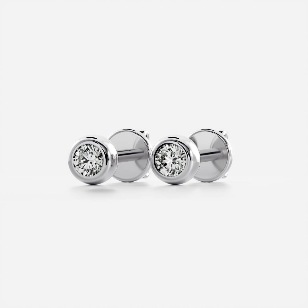 The Vera Earrings - 3mm (0.1ct - 0.2cttw) Moissanite Round Bezel Studs