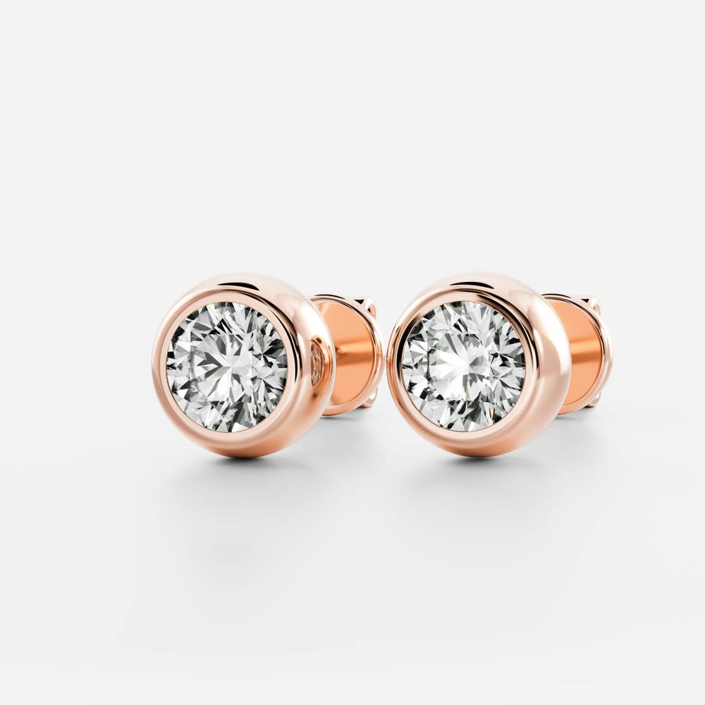 The Vera Earrings - 5mm (0.5ct - 1cttw) Moissanite Round Bezel Studs