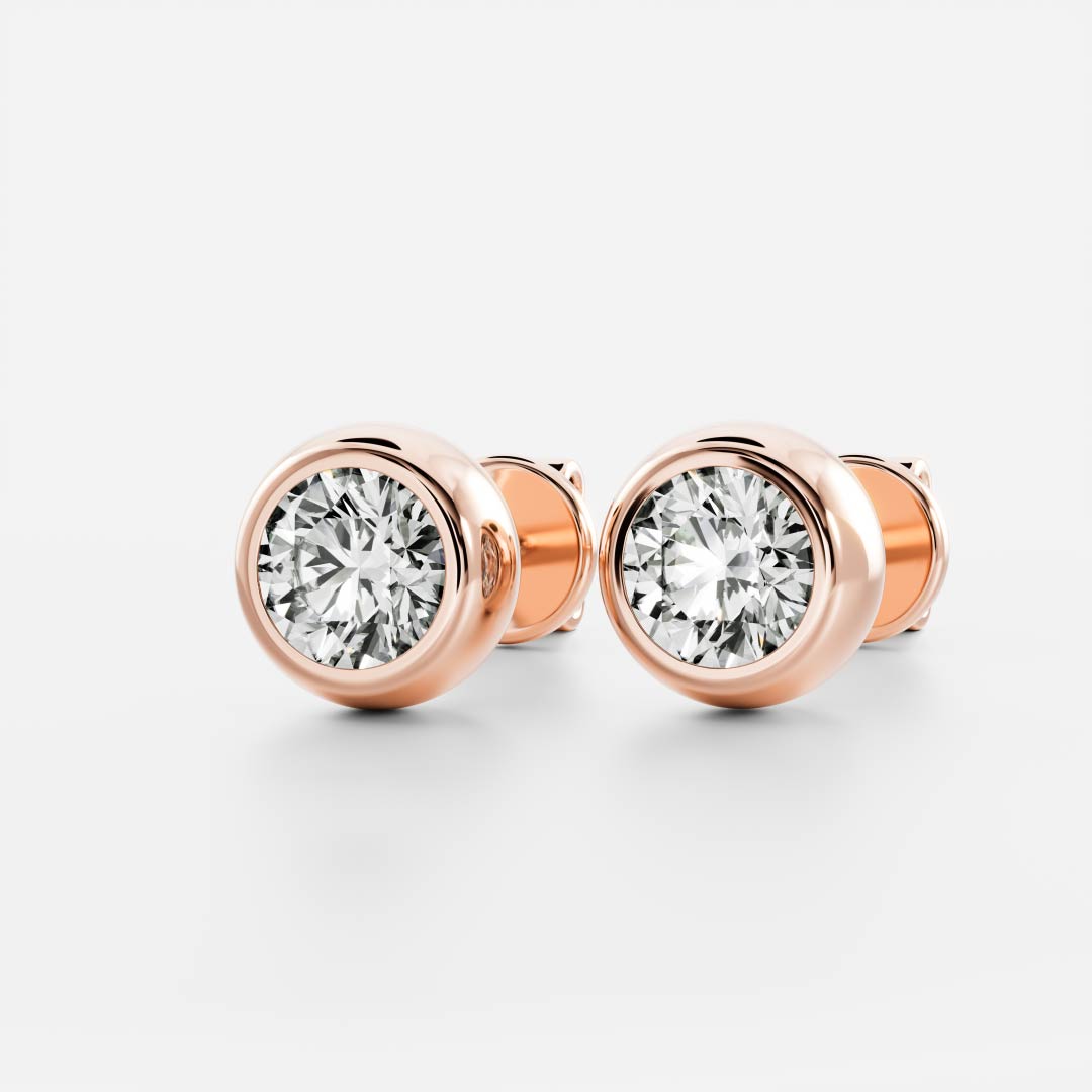 The Vera Earrings - 5mm (0.5ct - 1cttw) Moissanite Round Bezel Studs