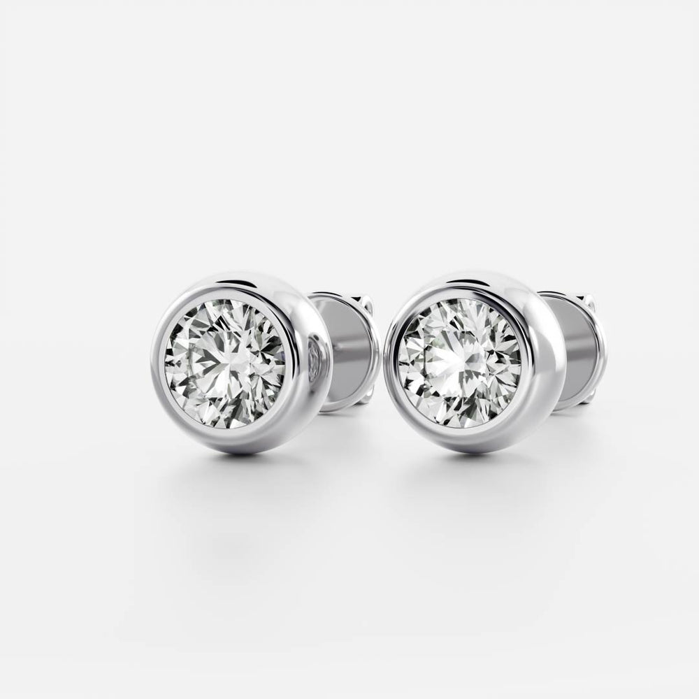 The Vera Earrings - 5mm (0.5ct - 1cttw) Moissanite Round Bezel Studs