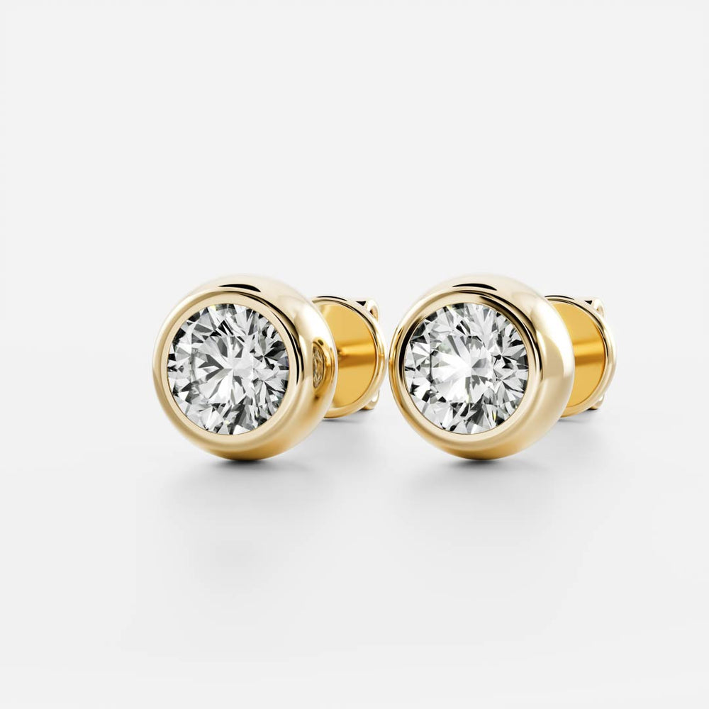 The Vera Earrings - 5mm (0.5ct - 1cttw) Moissanite Round Bezel Studs