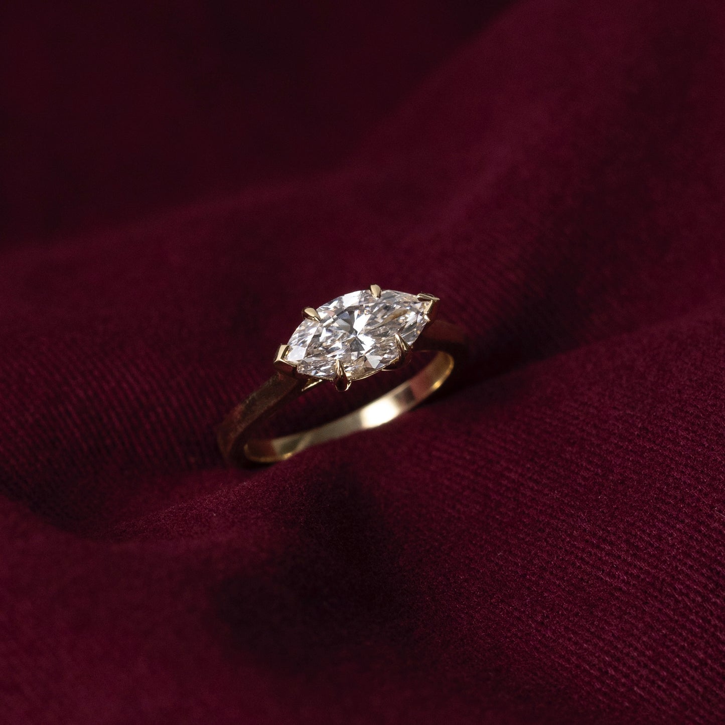 The Arie Ring - East-West Marquise Cathedral Solitaire