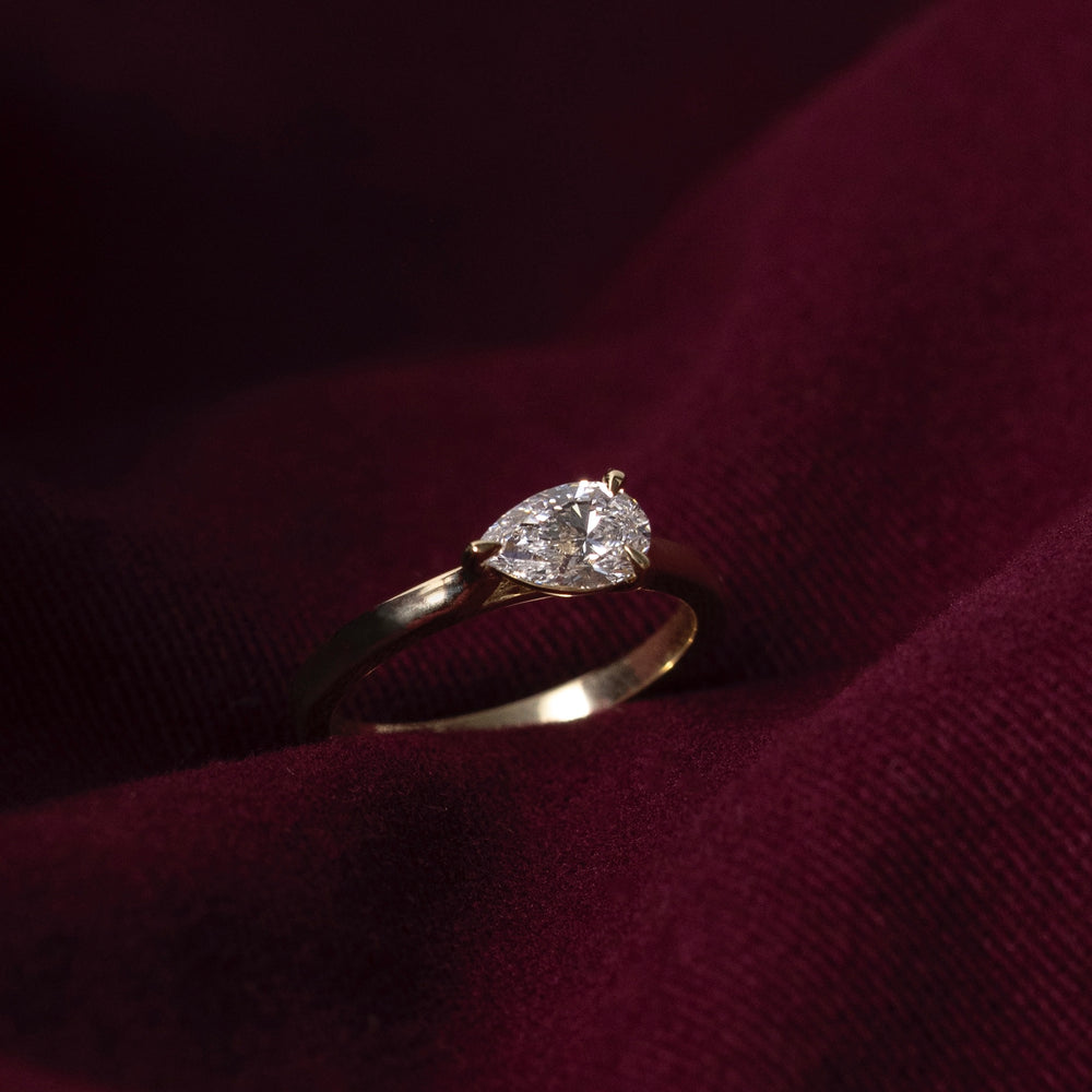 The Sophia Ring - East-West Pear Cathedral Solitaire