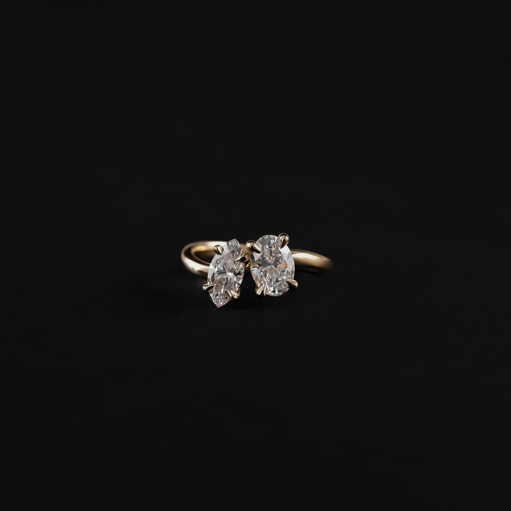 
                      
                        The Athaliah Ring - Oval and Marquise Curved Toi et Moi
                      
                    