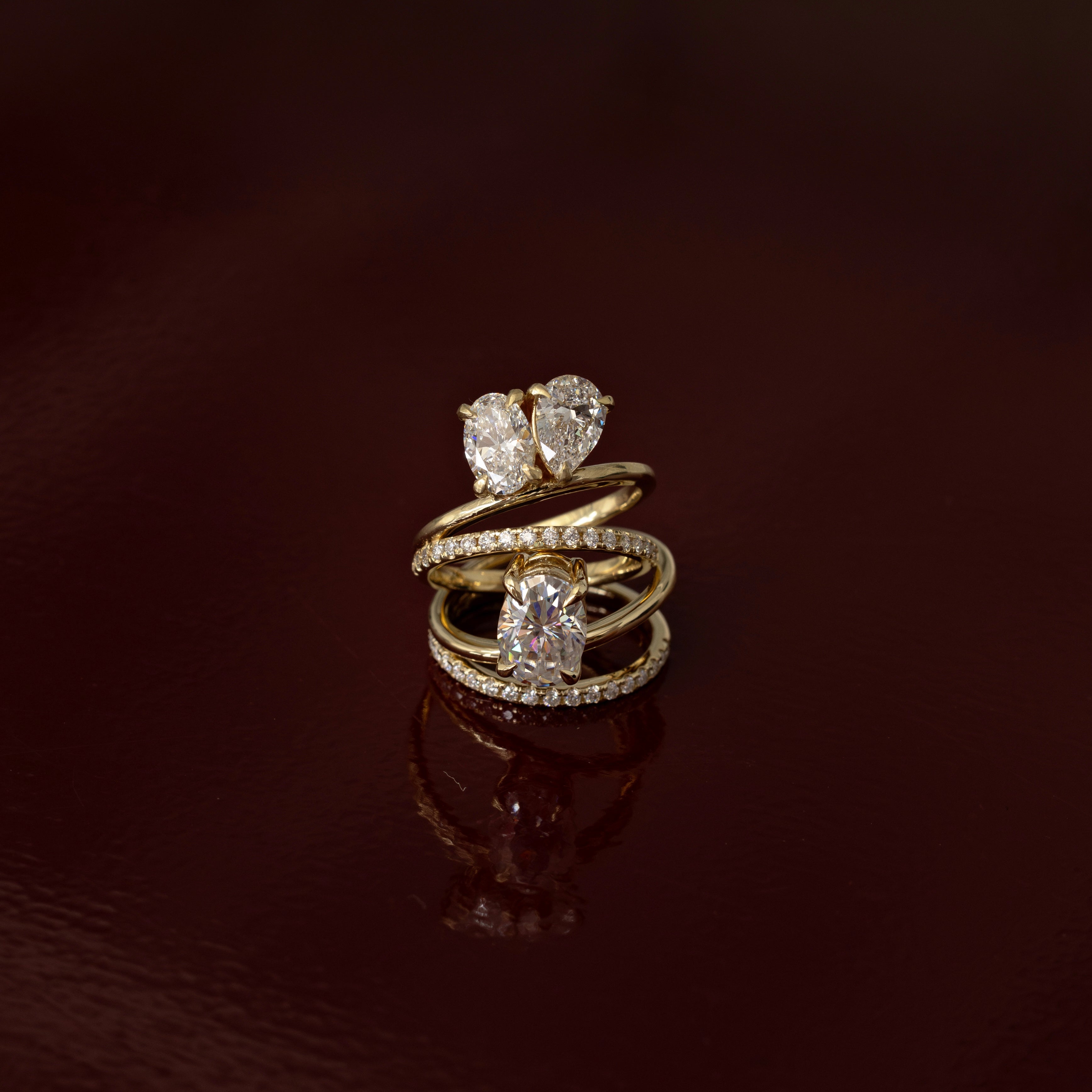 The Emerie Ring - Double Band Oval and Pear Toi Et Moi