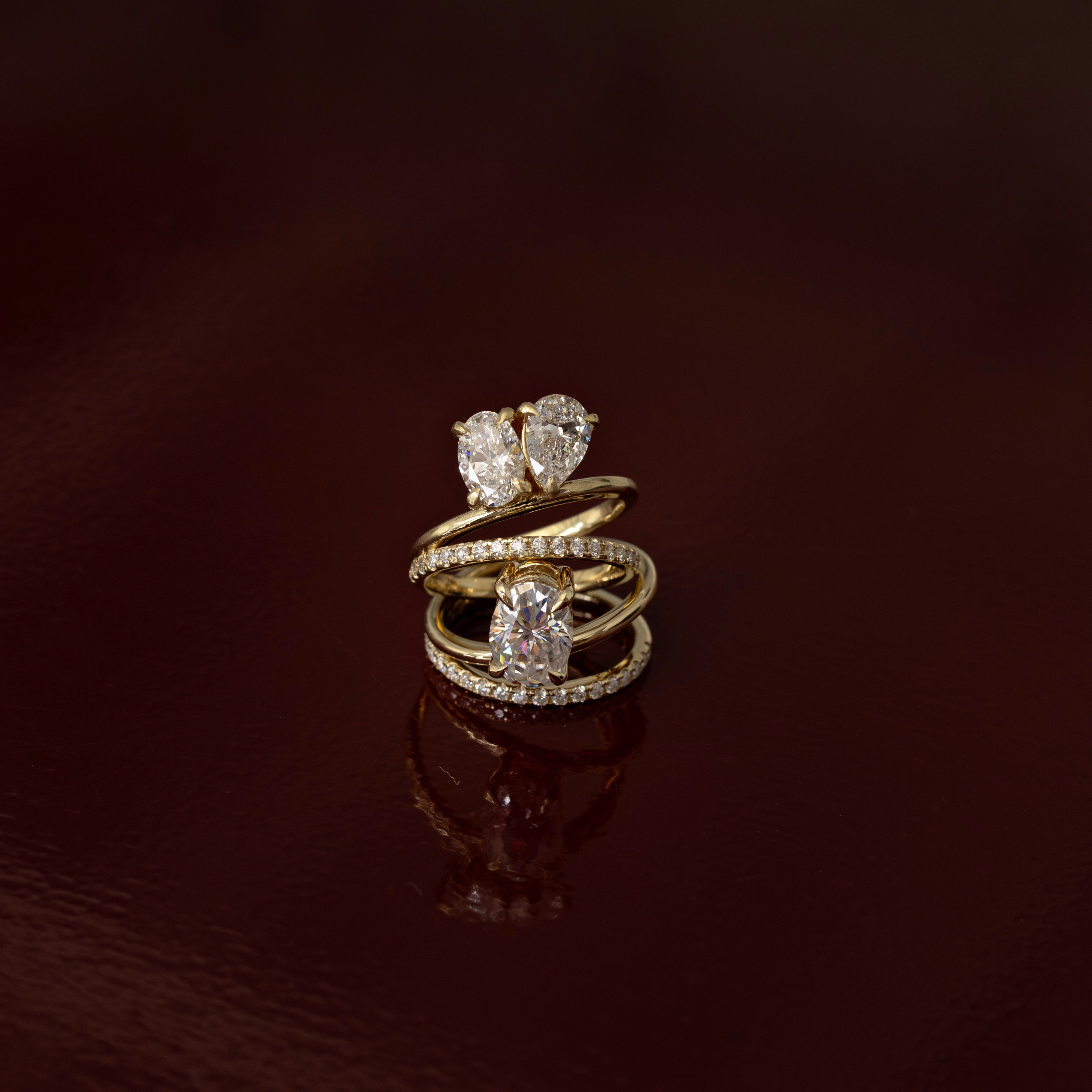 The Emerie Ring - Oval Double Band Solitaire