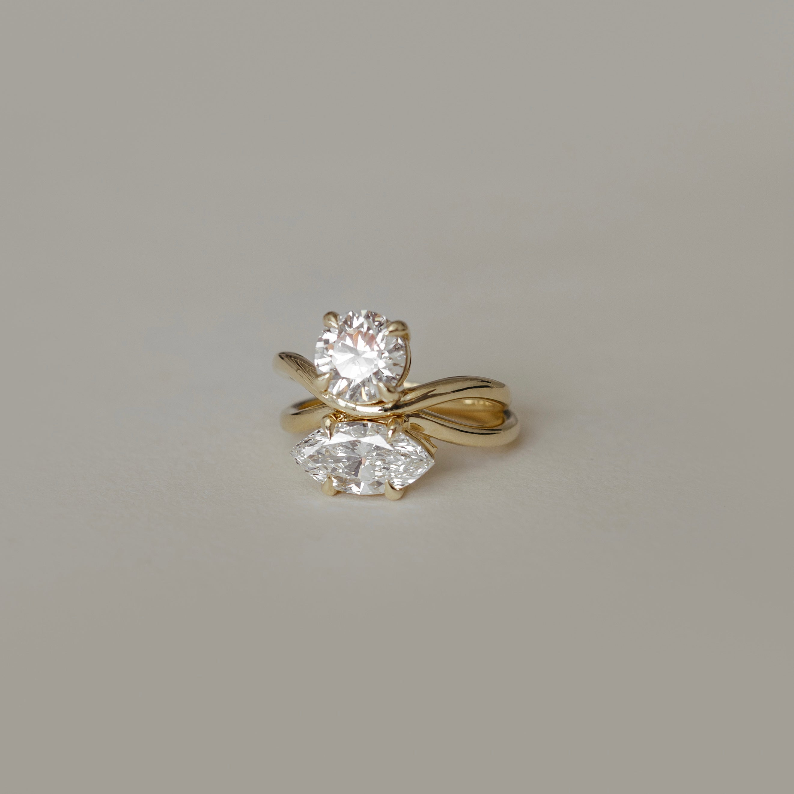 The Maya Ring - Marquise Curved Solitaire