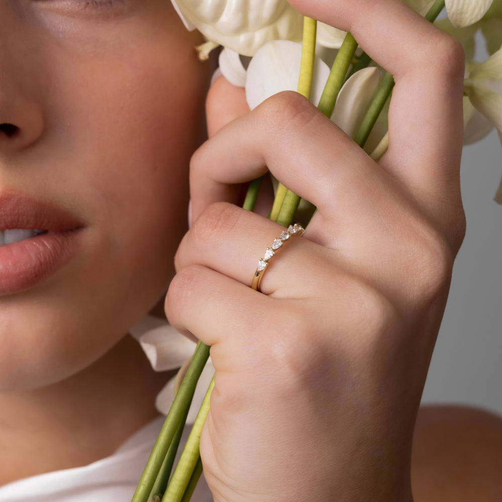 
                      
                        The Lucie Ring - Horizontal Pear Wedding Band
                      
                    