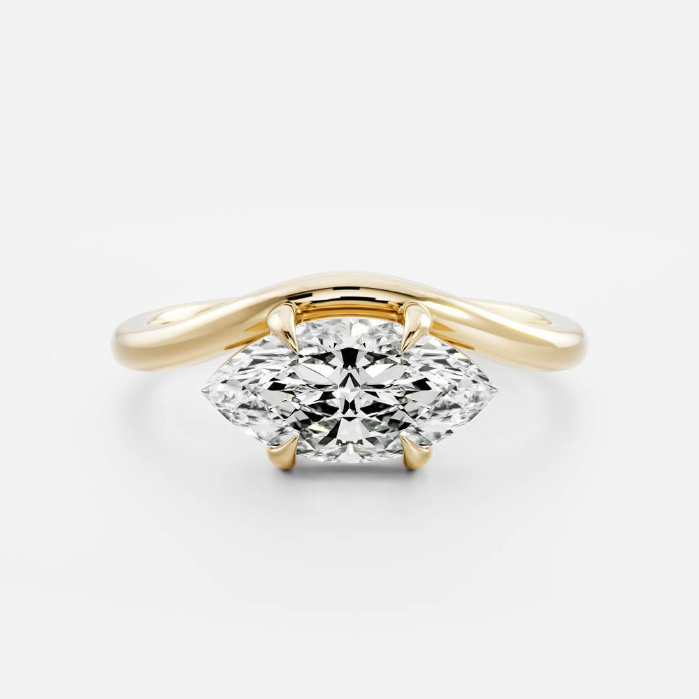 The Maya Ring - Marquise Curved Solitaire