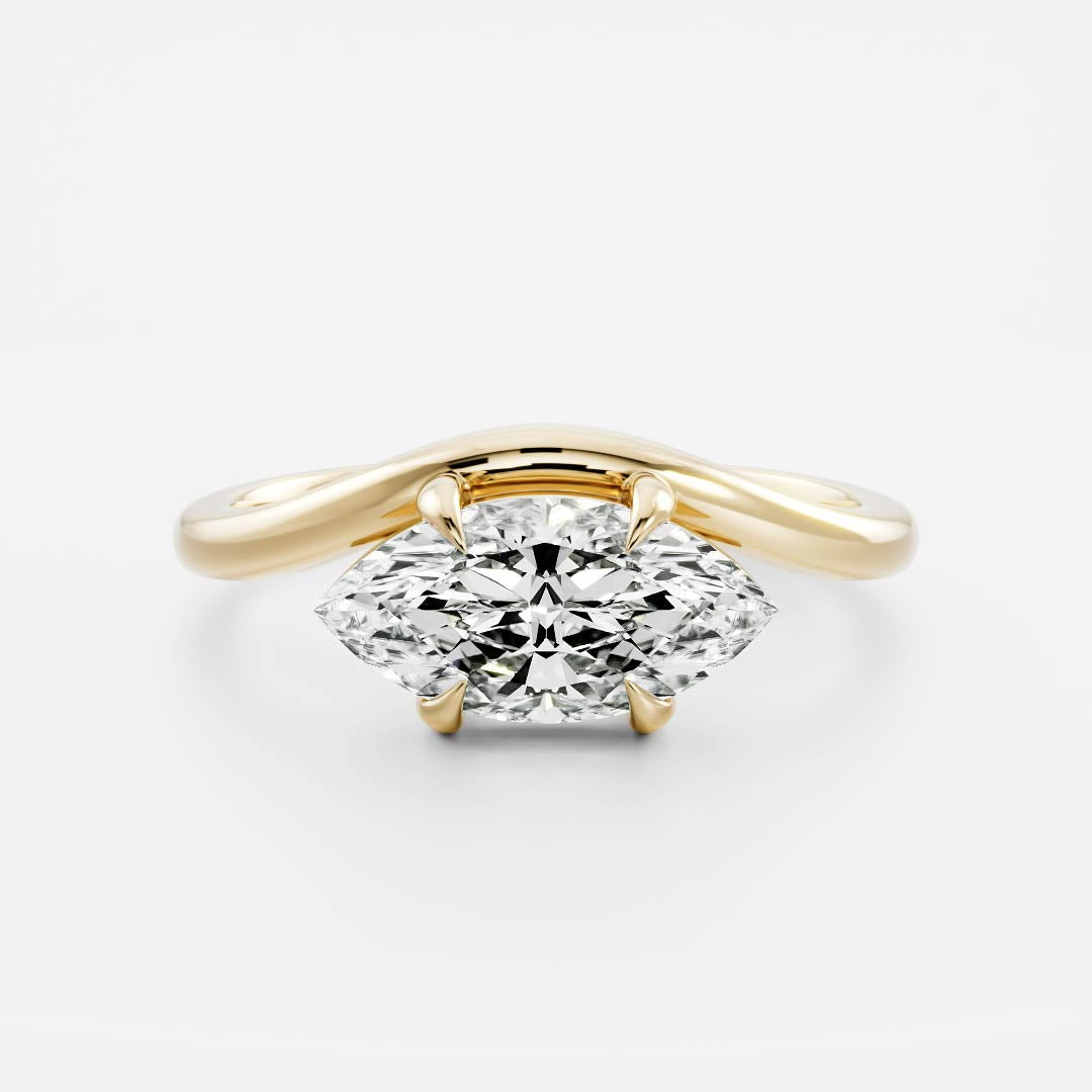 The Maya Ring - Marquise Curved Solitaire