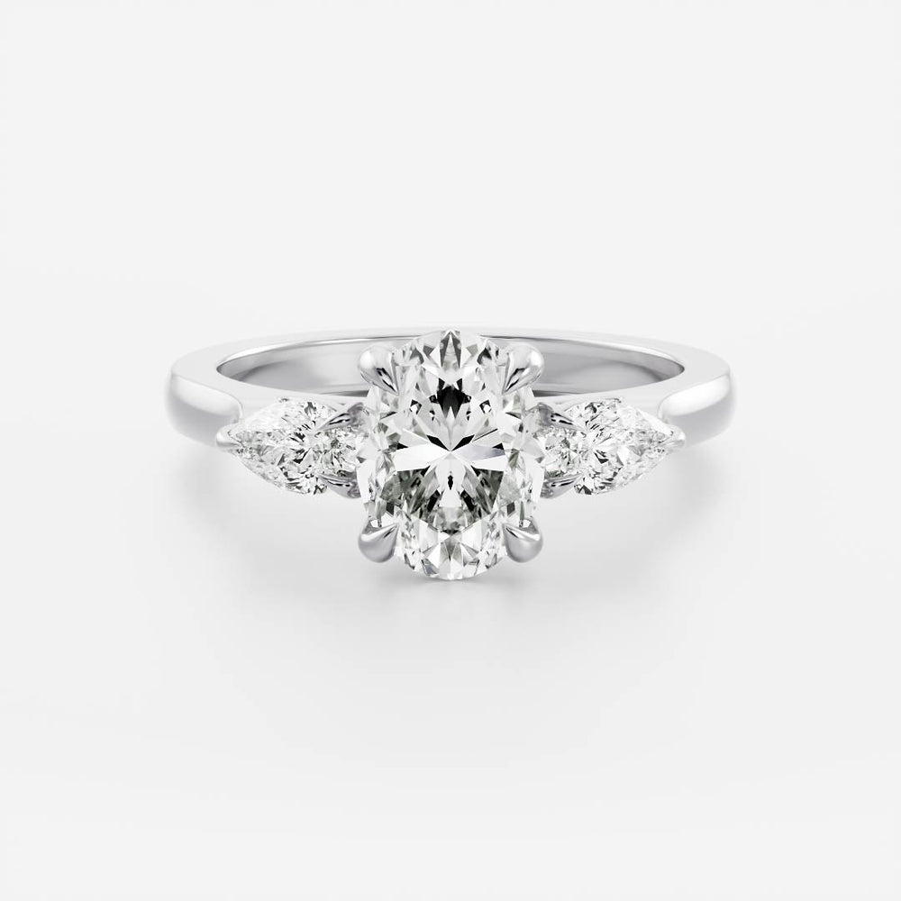 The Florence Ring - 1.8ct Moissanite Oval & Pear Trilogy