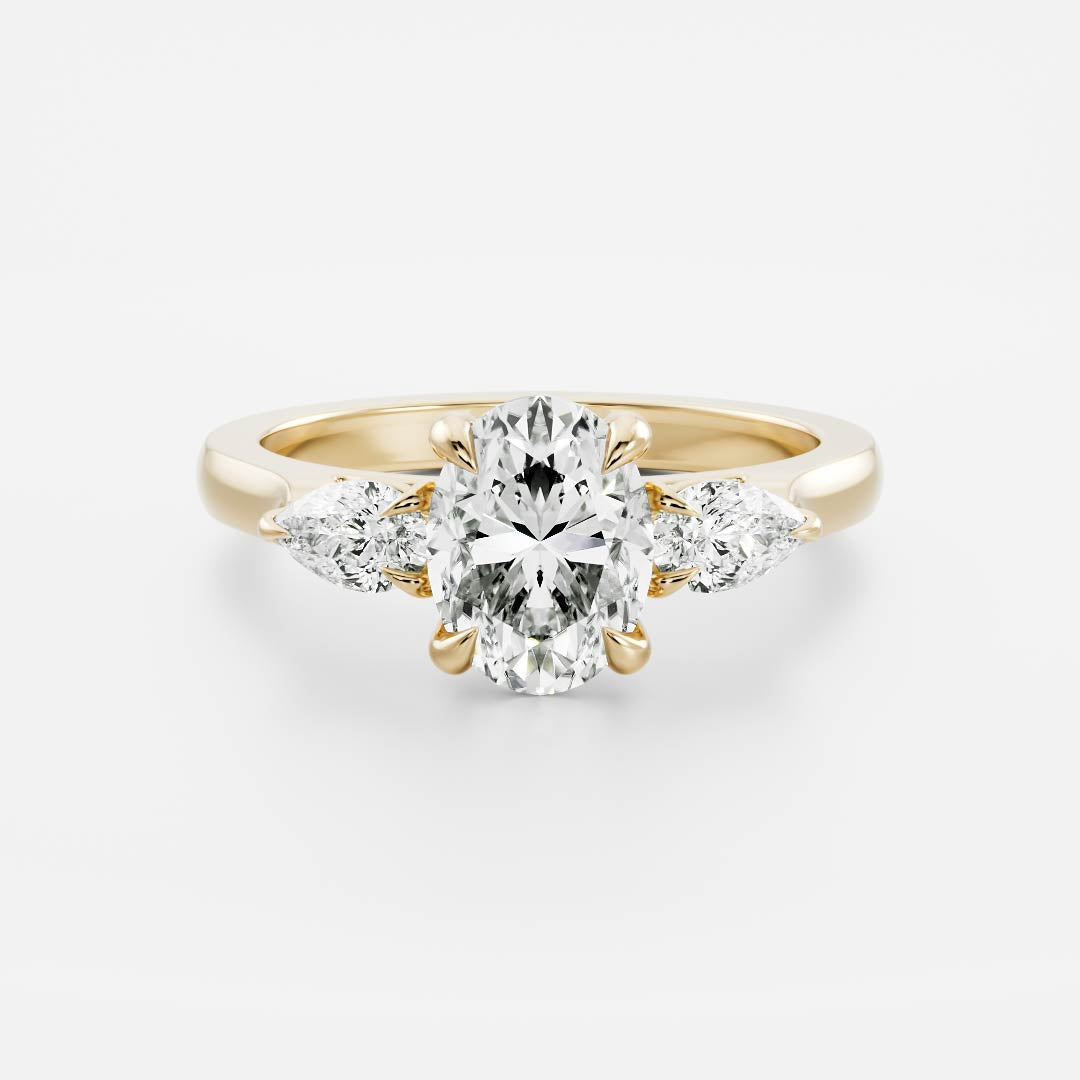 The Florence Ring - 8x6mm (1.5ct) Moissanite Oval & Pear Trilogy