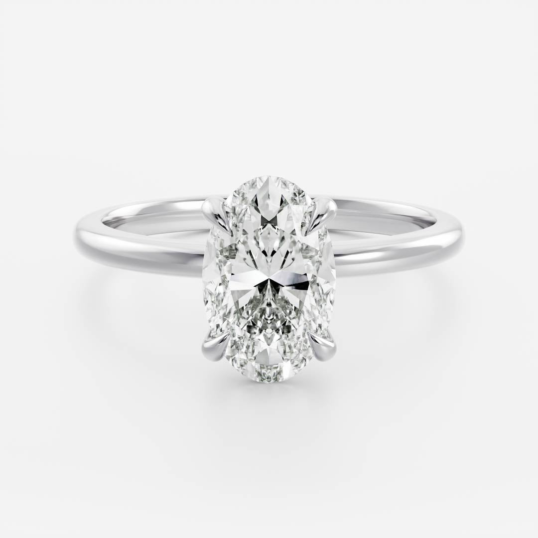 The Luise Ring -  2.9ct Moissanite Oval Solitaire with Pavé Band