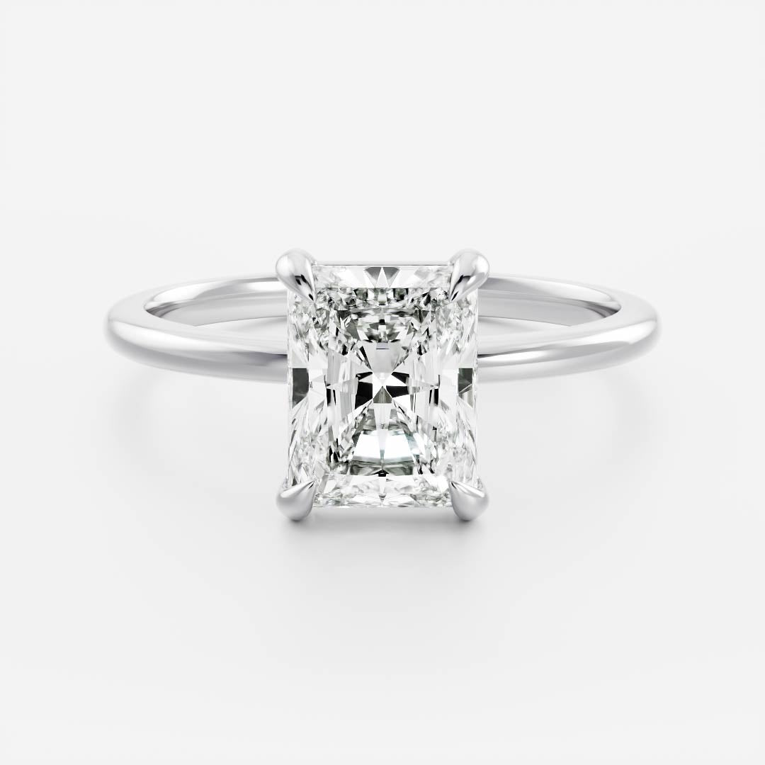 Radiant solitaire outlet ring