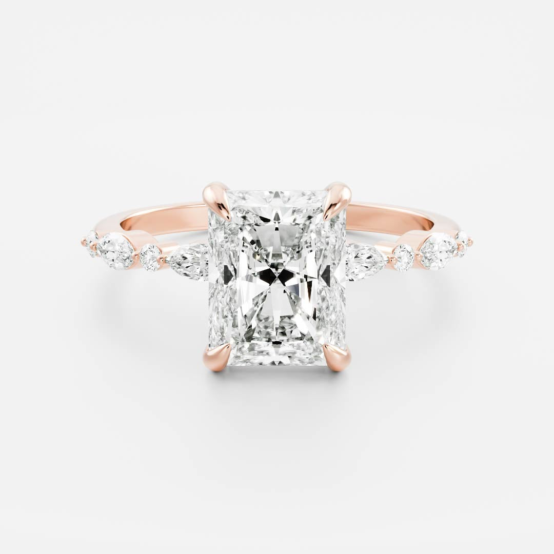 The Celeste Ring - Radiant With Marquise and Round Brilliant Band