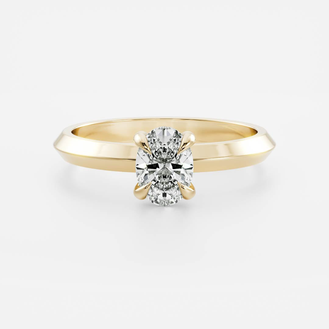 The Luise Ring™ - Oval Solitaire With Knife Edge Band