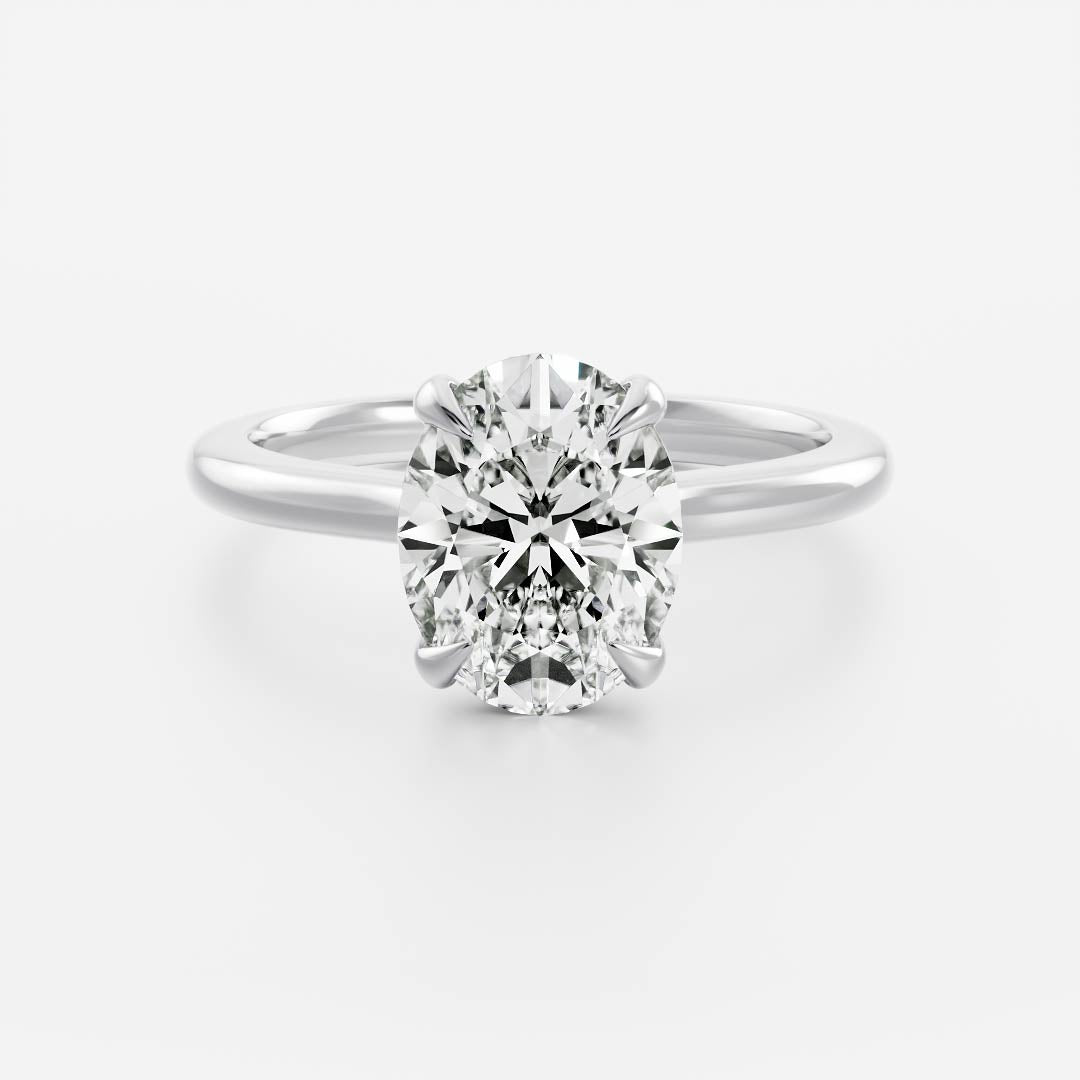 The Luise Ring - 1.8ct Low Set Moissanite Oval Solitaire