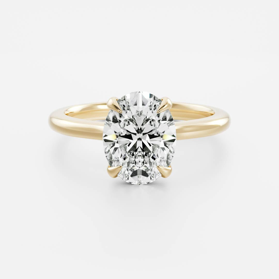 The Luise Ring - 8x6mm (1.5ct) Moissanite Low Set Oval Solitaire