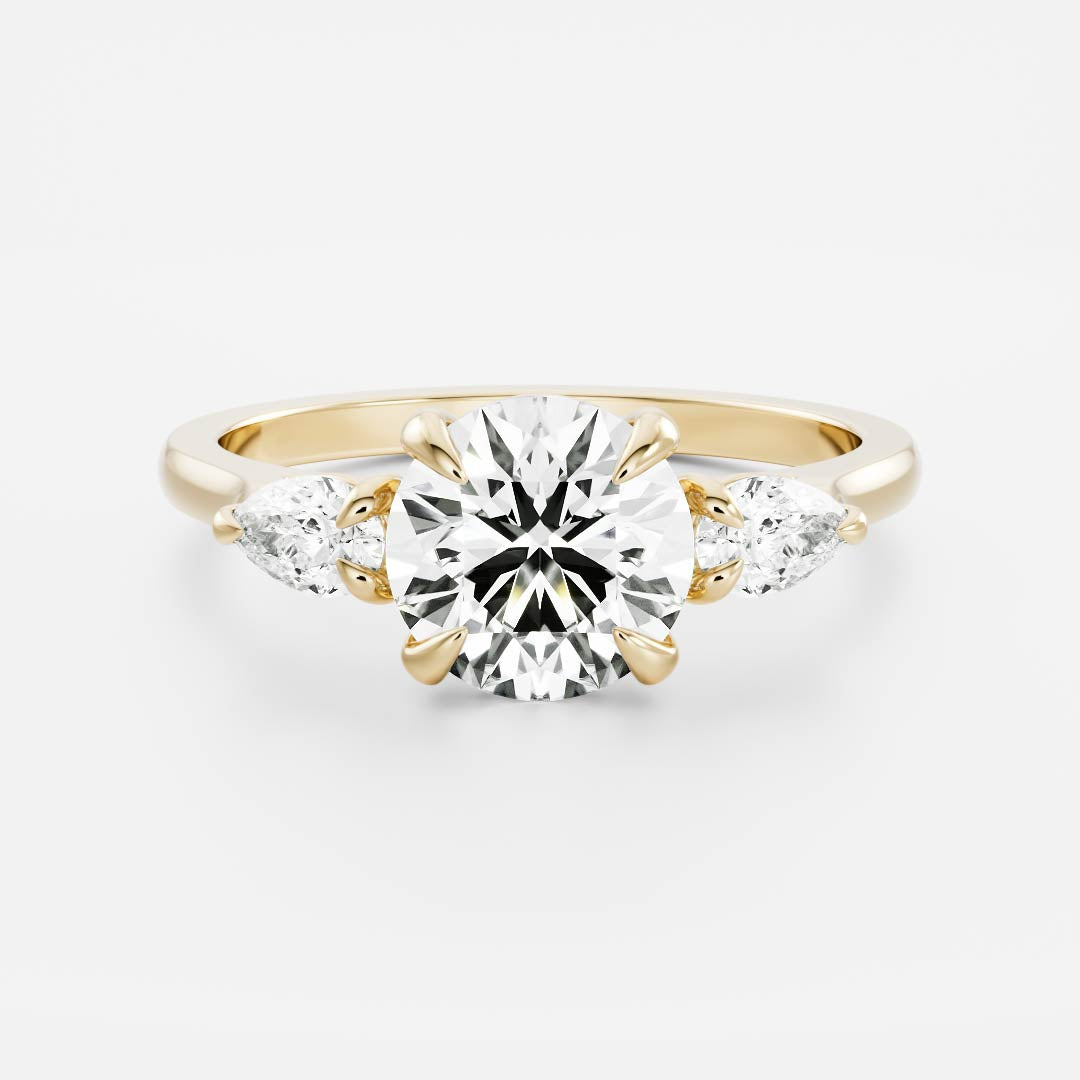 The Florence Ring - 1ct Moissanite Round & Pear Trilogy