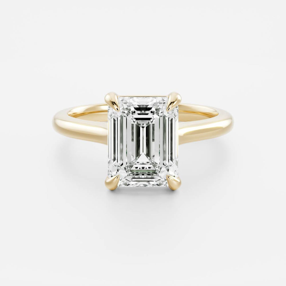 The Audrey Ring - 1.54ct Lab Grown Emerald Cathedral Solitaire With Hidden Halo