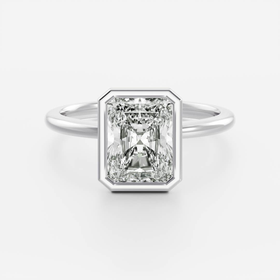 The Vienna Ring - 10x7mm (3.5ct) Moissanite Radiant Bezel Solitaire