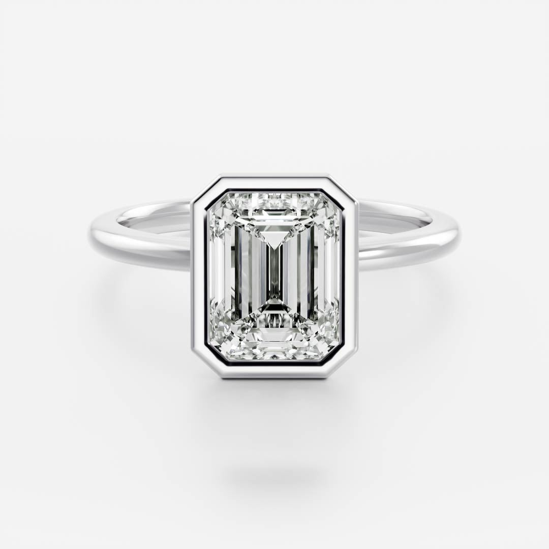 The Audrey Ring - Emerald Bezel Solitaire