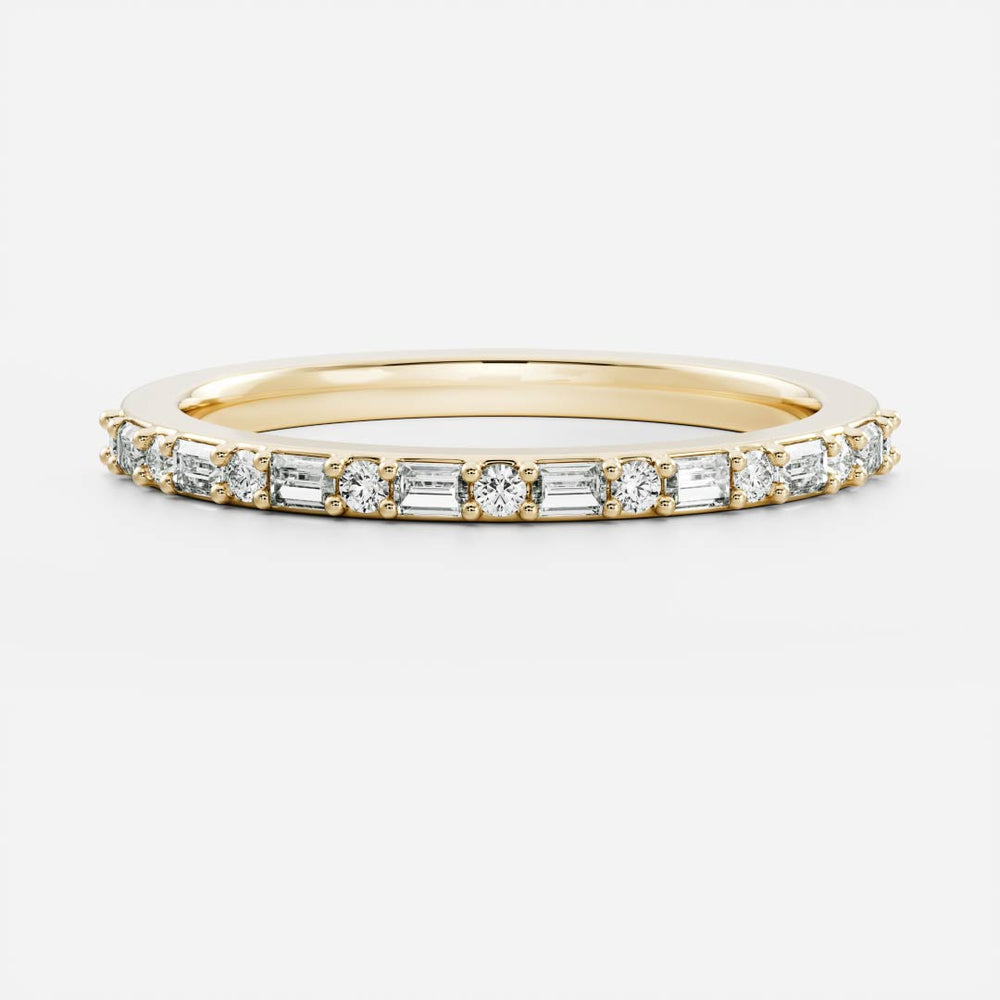 The Greta Ring - Alternating Baguette and Round Wedding Band