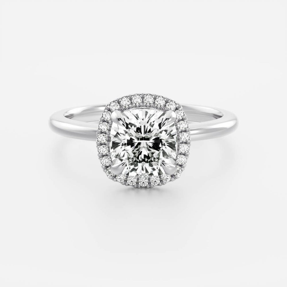 The Paloma Ring - 1.51ct Lab Grown Diamond Square Cushion Halo Solitaire