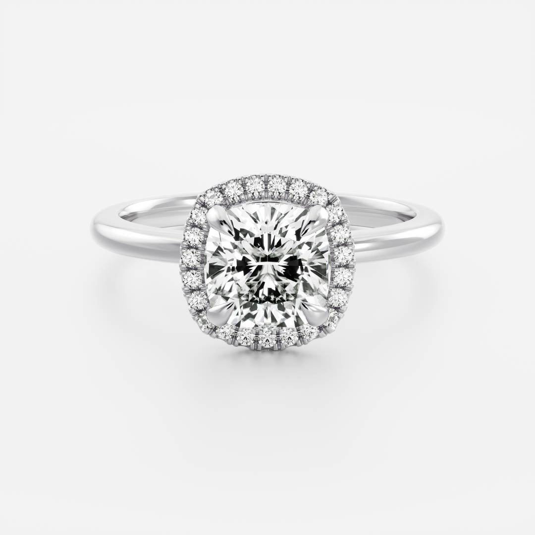 The Paloma Ring - 1.51ct Lab Grown Diamond Square Cushion Halo Solitaire