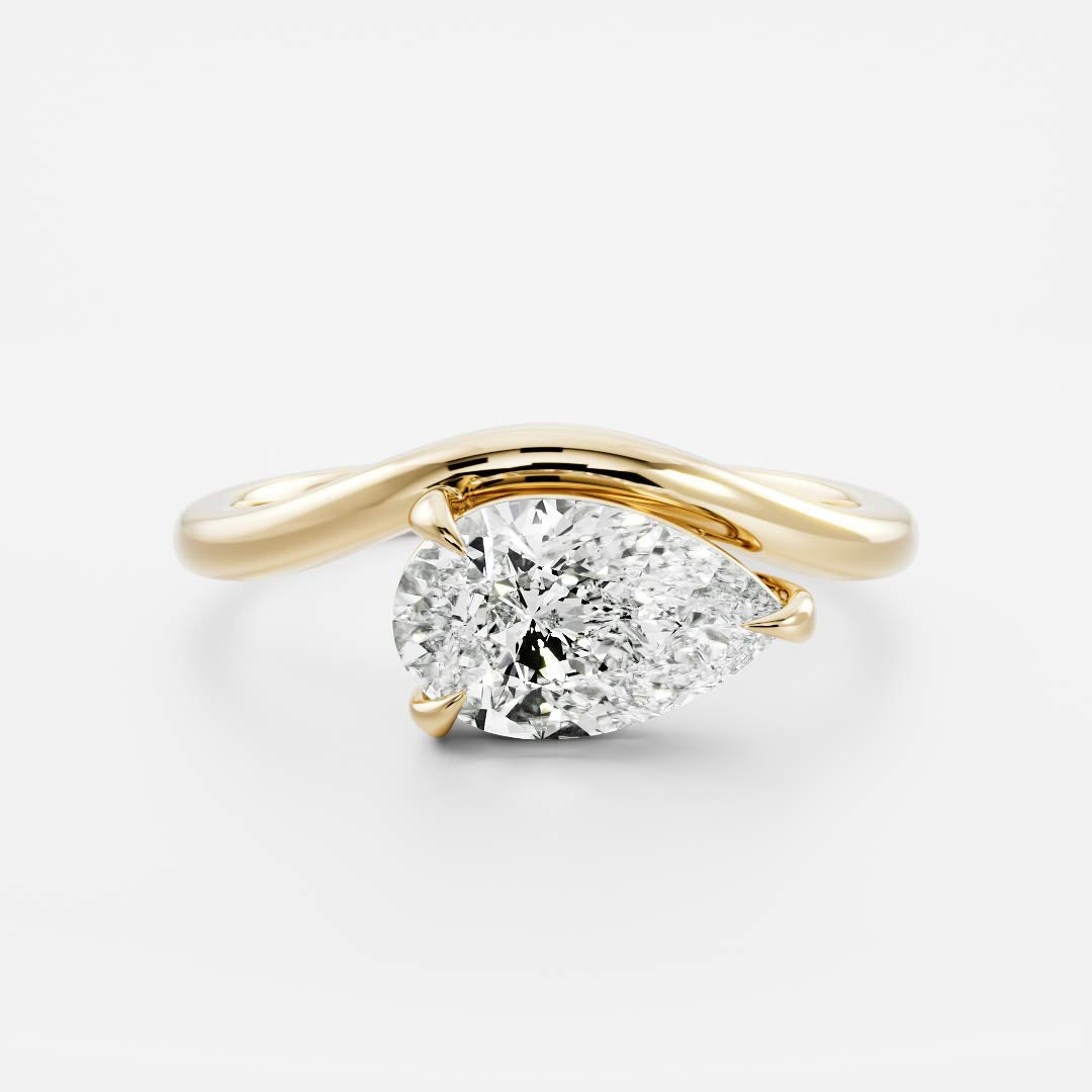 The Maya Ring - Pear Curved Solitaire