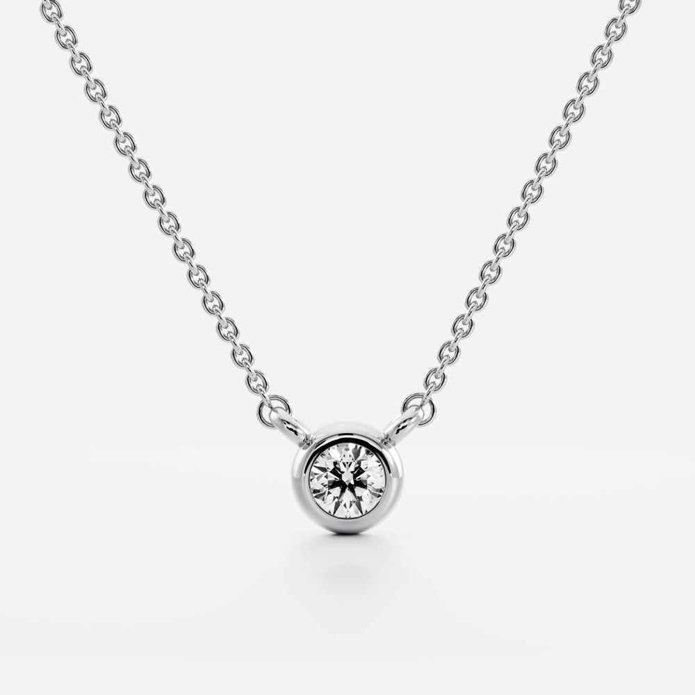 The Vera Necklace - 3mm (0.1ct) Moissanite Round Bezel Pendant