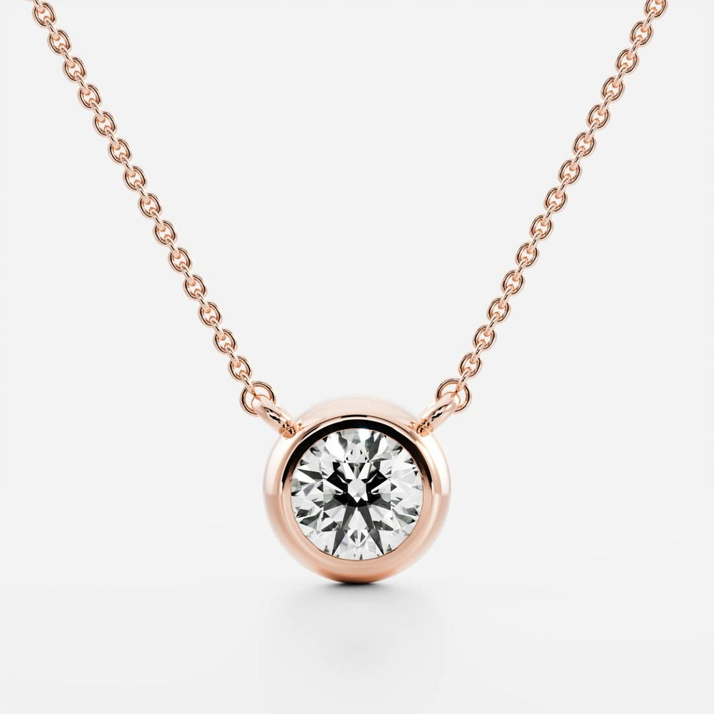 The Vera Necklace - 5mm (0.5ct) Moissanite Round Bezel Pendant