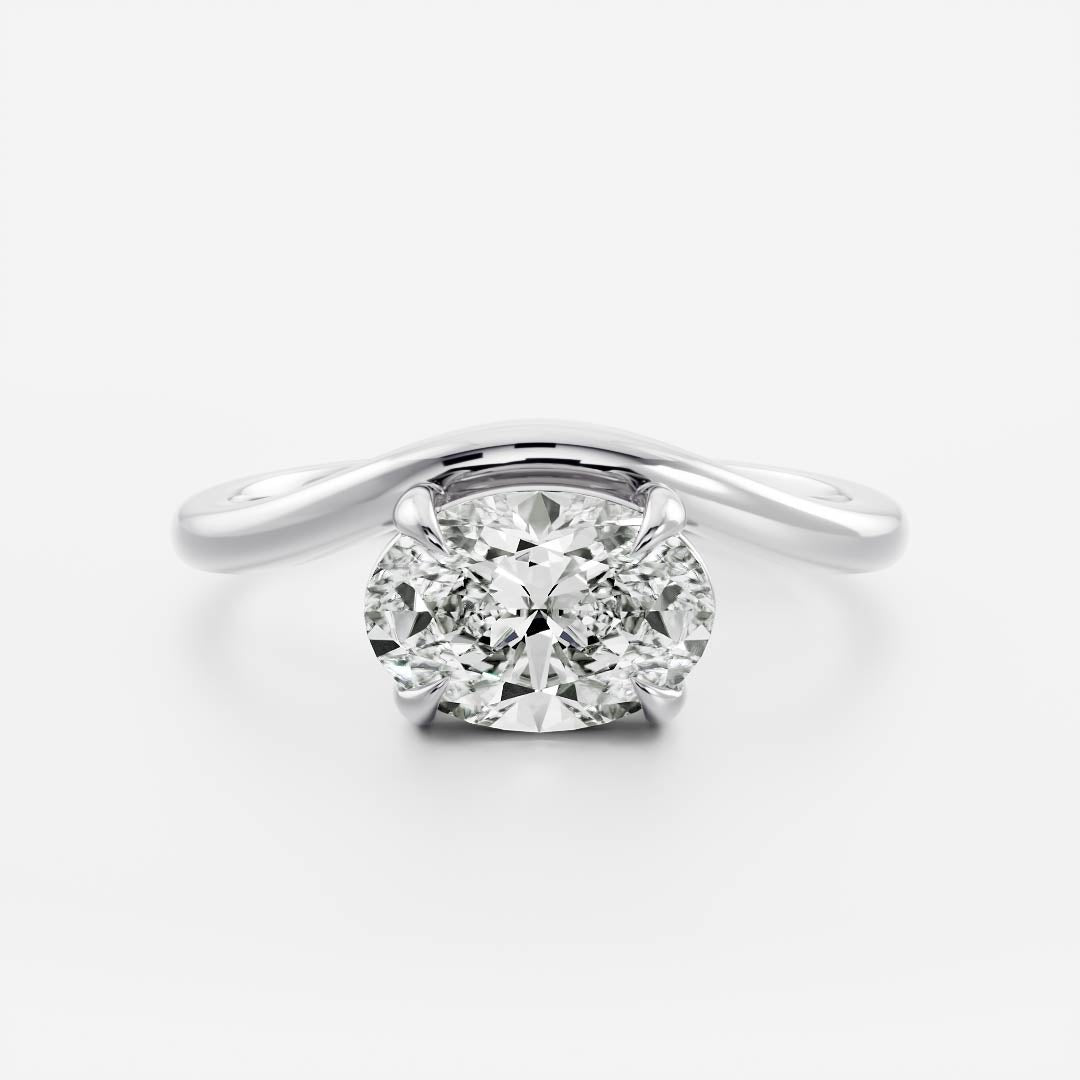 The Maya Ring - Oval Curved Solitaire