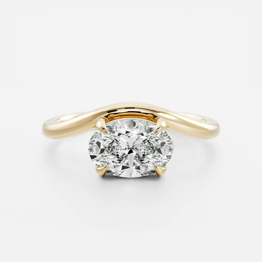 The Maya Ring - Oval Curved Solitaire
